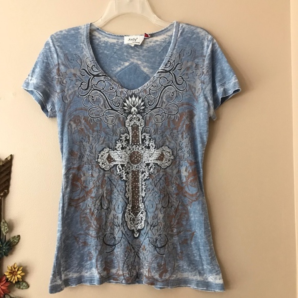 Lightweight Graphic Tee w/ Rhinestones Sz Small